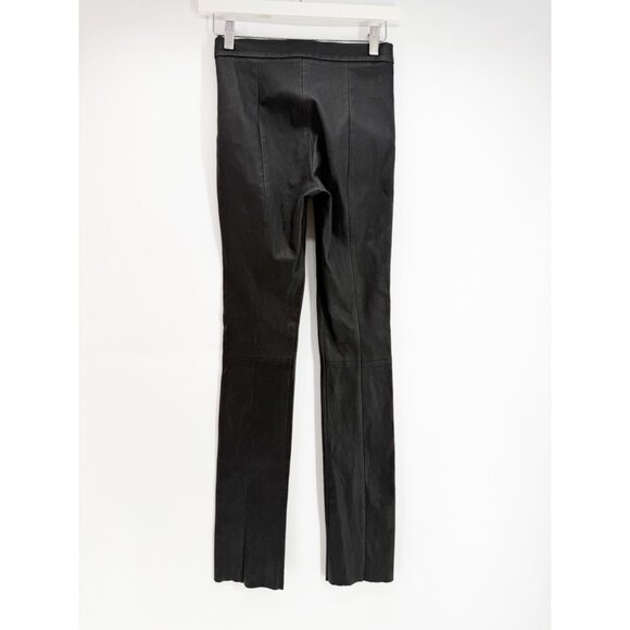 Susan Bender Stretch Leather Zipper Pants in Black Nubuck XS - Picture 4 of 6